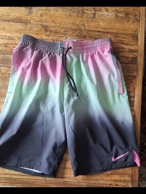 Nike Ombre Swim/Board Shorts - Pink, Green, Gray